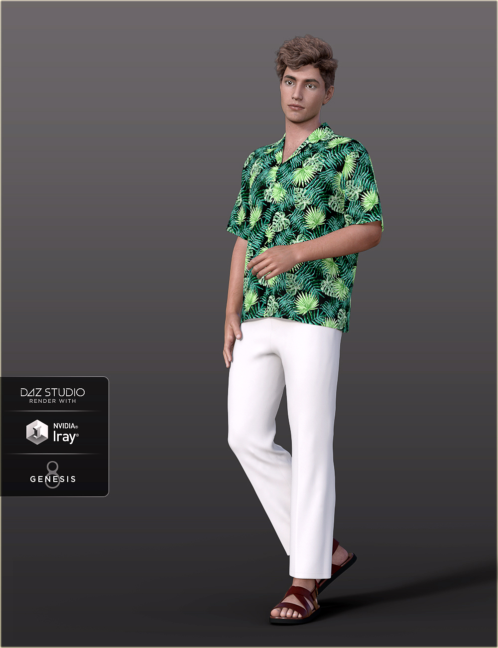 dForce H&C Hawaiian Shirts Outfit for Genesis 8 Male(s) by: IH Kang, 3D Models by Daz 3D