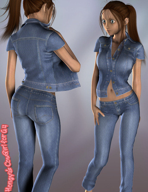 CowGirl Outfit for A4 by: hongyu, 3D Models by Daz 3D