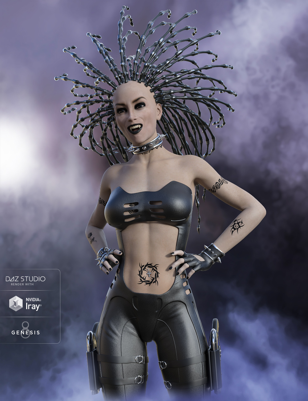 Cyber Hair for Genesis 8 Female(s) by: midnight_stories, 3D Models by Daz 3D