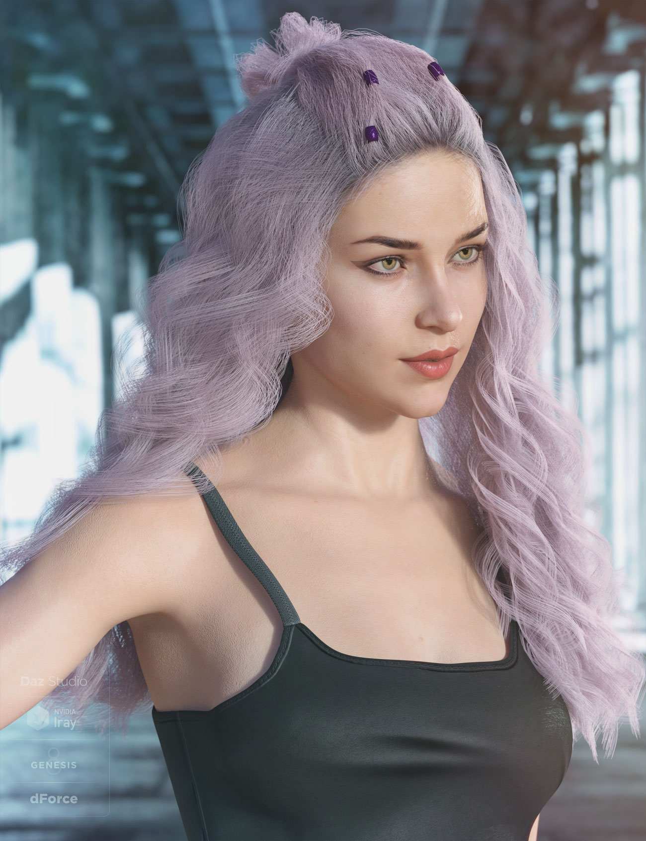 dForce Faye Hair for Genesis 3 and 8 Female(s) by: AprilYSH, 3D Models by Daz 3D