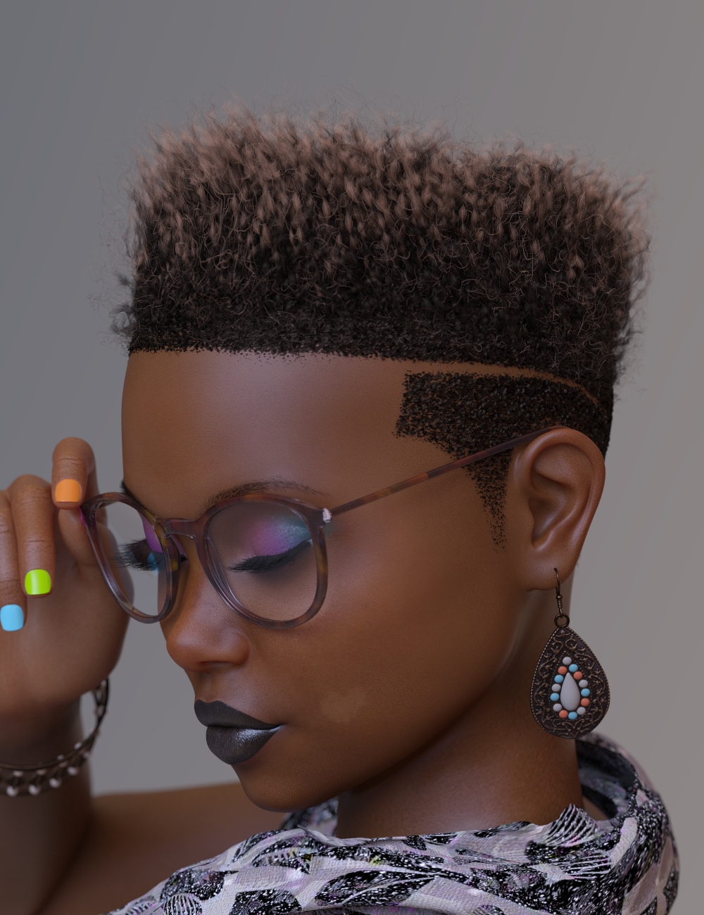 Afro Fade Hair for Genesis 3 and 8 by: Soto, 3D Models by Daz 3D