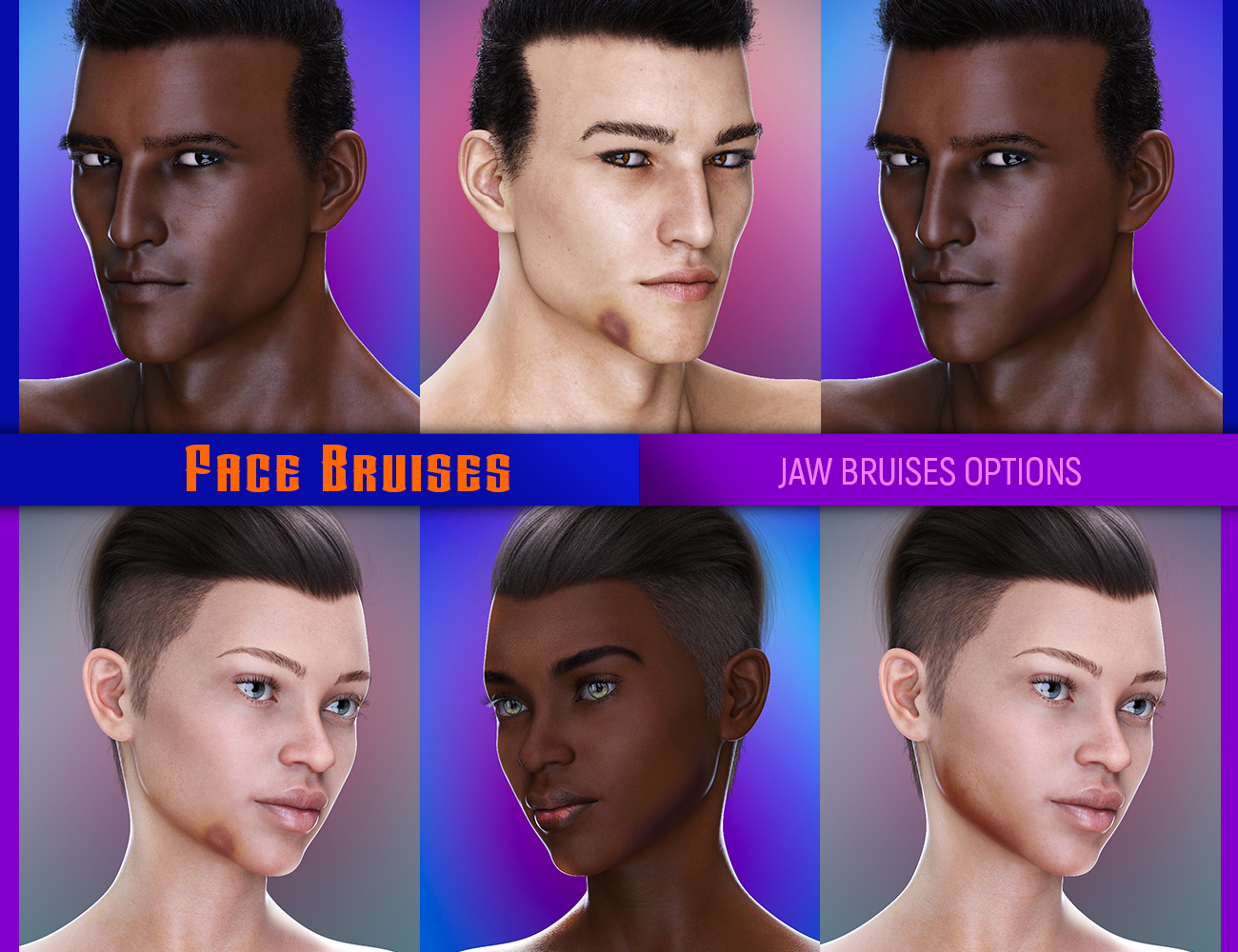 L.I.E. FACE BRUISES for Genesis 3 and 8 L.I.E. FACE BRUISES for Genesis 3 and 8 by: EsidFenixPhoenix, 3D Models by Daz 3D