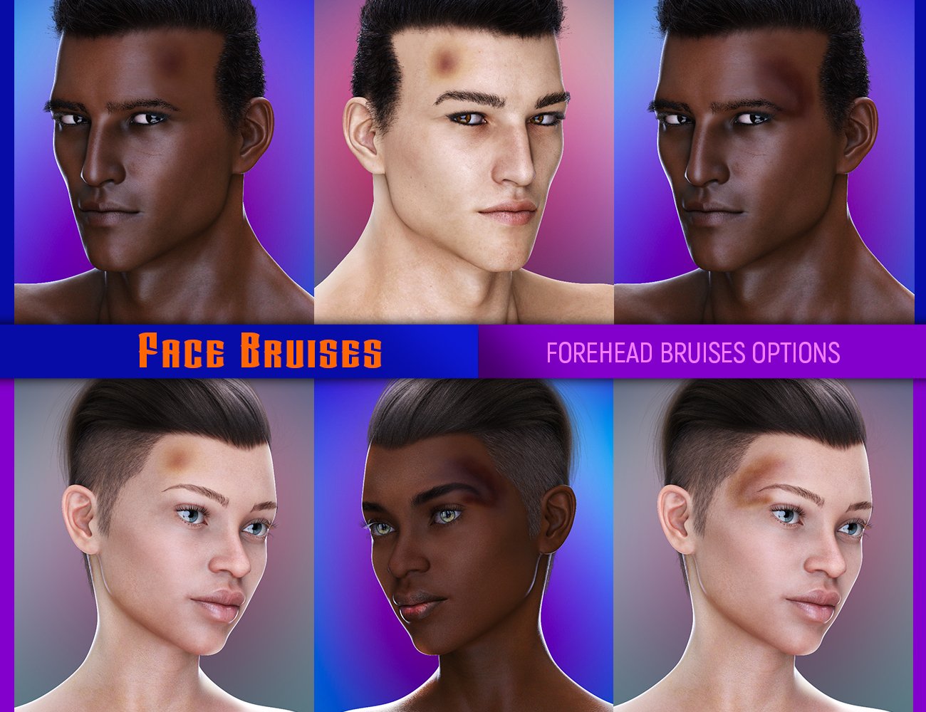 L.I.E. FACE BRUISES for Genesis 3 and 8 by: EsidFenixPhoenix, 3D Models by Daz 3D