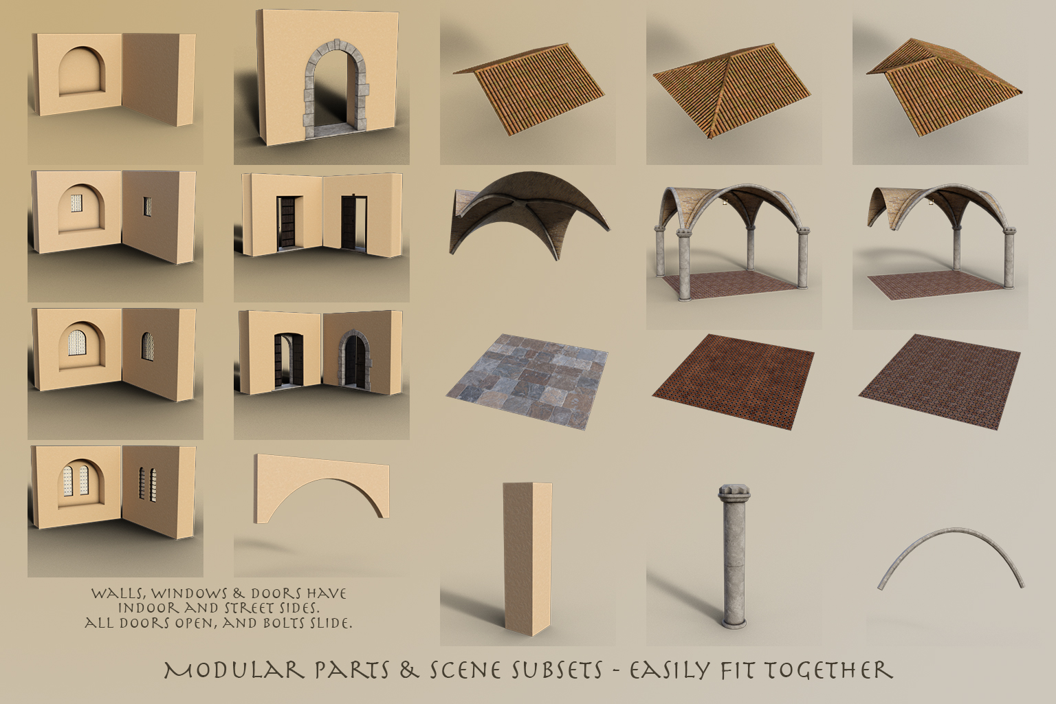 Modular Moroccan Building Set by: TangoAlpha, 3D Models by Daz 3D