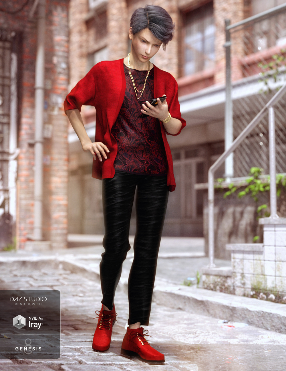 dForce Pop Style Outfit for Genesis 8 Male(s) by: Barbara BrundonOziChick, 3D Models by Daz 3D