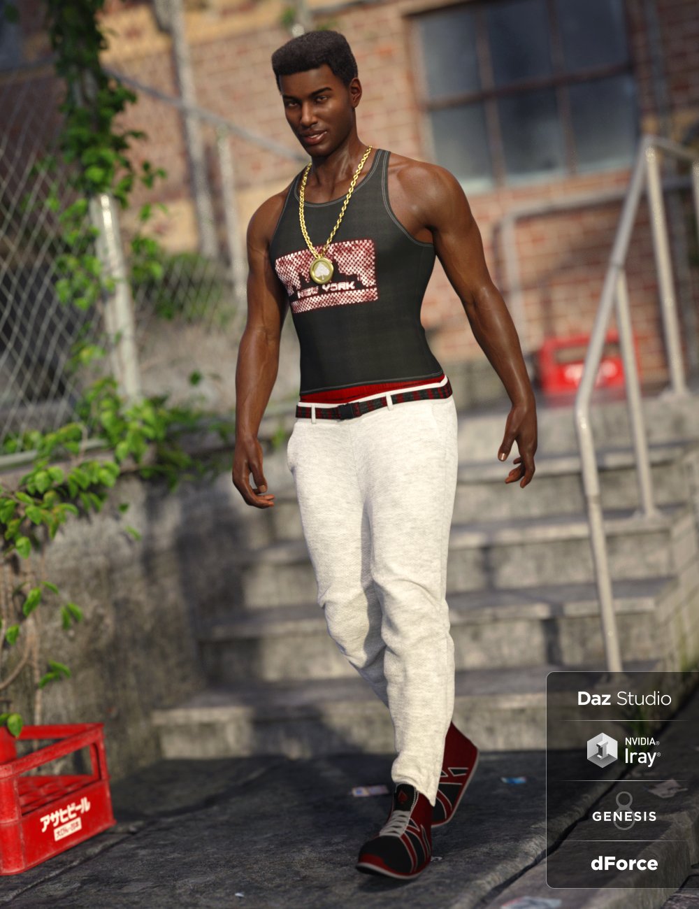 dForce Urban Ace Outfit for Genesis 8 Male(s) by: DirtyFairyNikisatez, 3D Models by Daz 3D