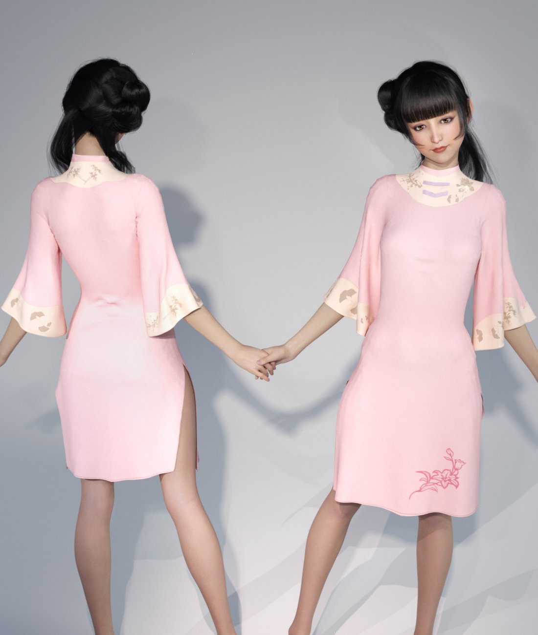 dForce Floral Dress for Genesis 8 Female(s) by: Panda, 3D Models by Daz 3D