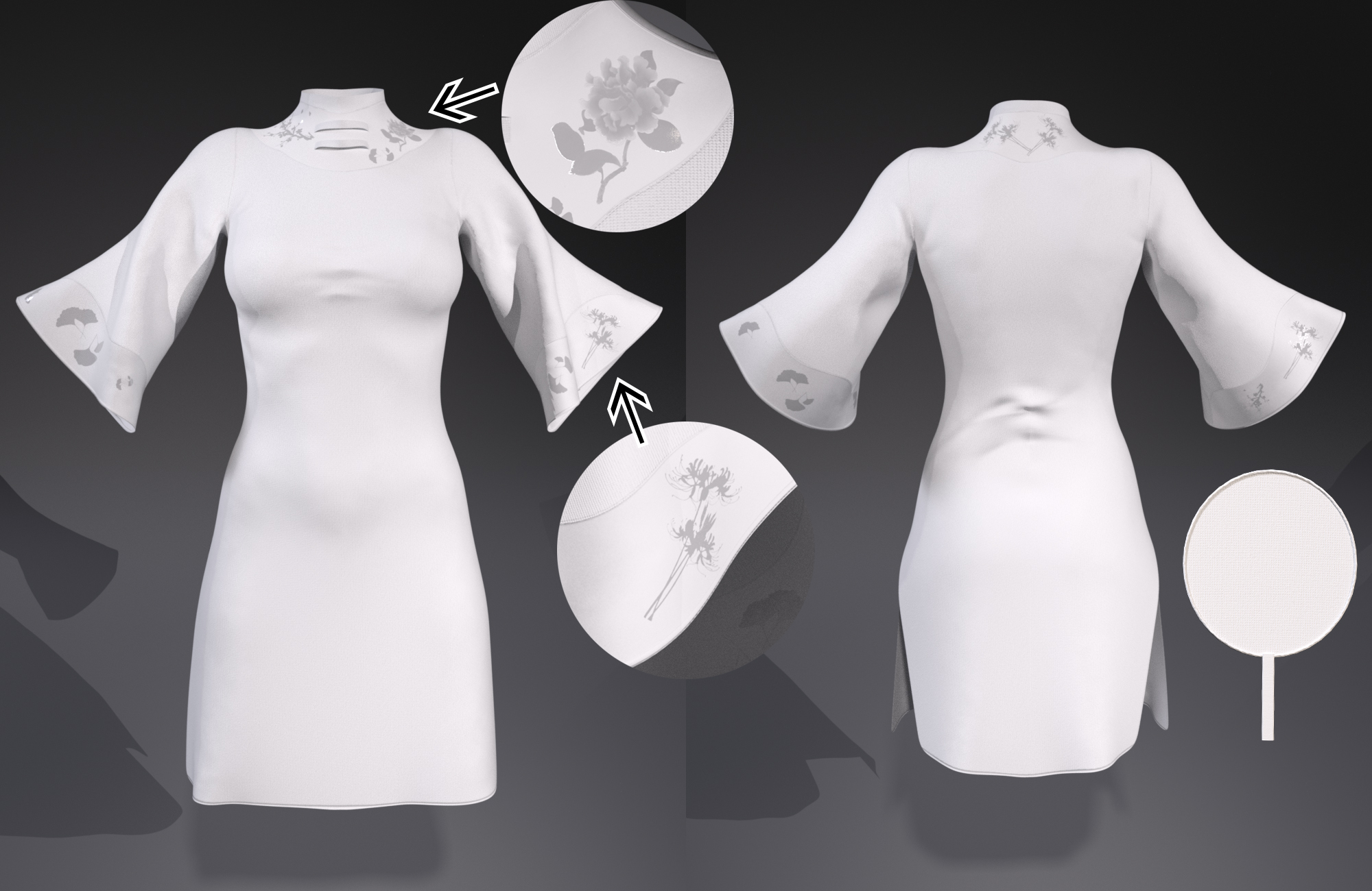 dForce Floral Dress for Genesis 8 Female(s) by: Panda, 3D Models by Daz 3D