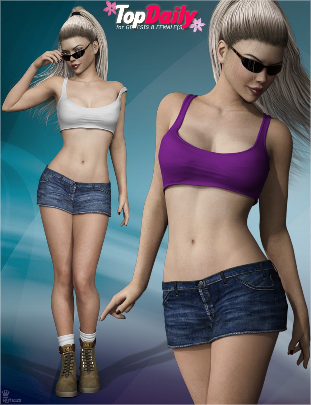 Top Daily Outfit Set for Genesis 8 Female(s) by: Mytilus, 3D Models by Daz 3D
