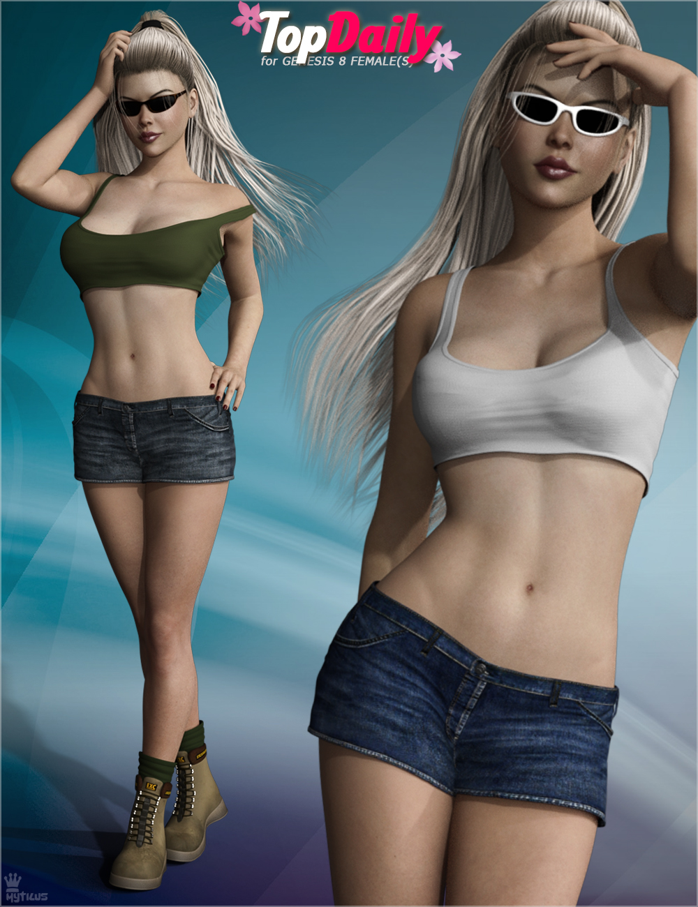 Top Daily Outfit Set for Genesis 8 Female(s) by: Mytilus, 3D Models by Daz 3D