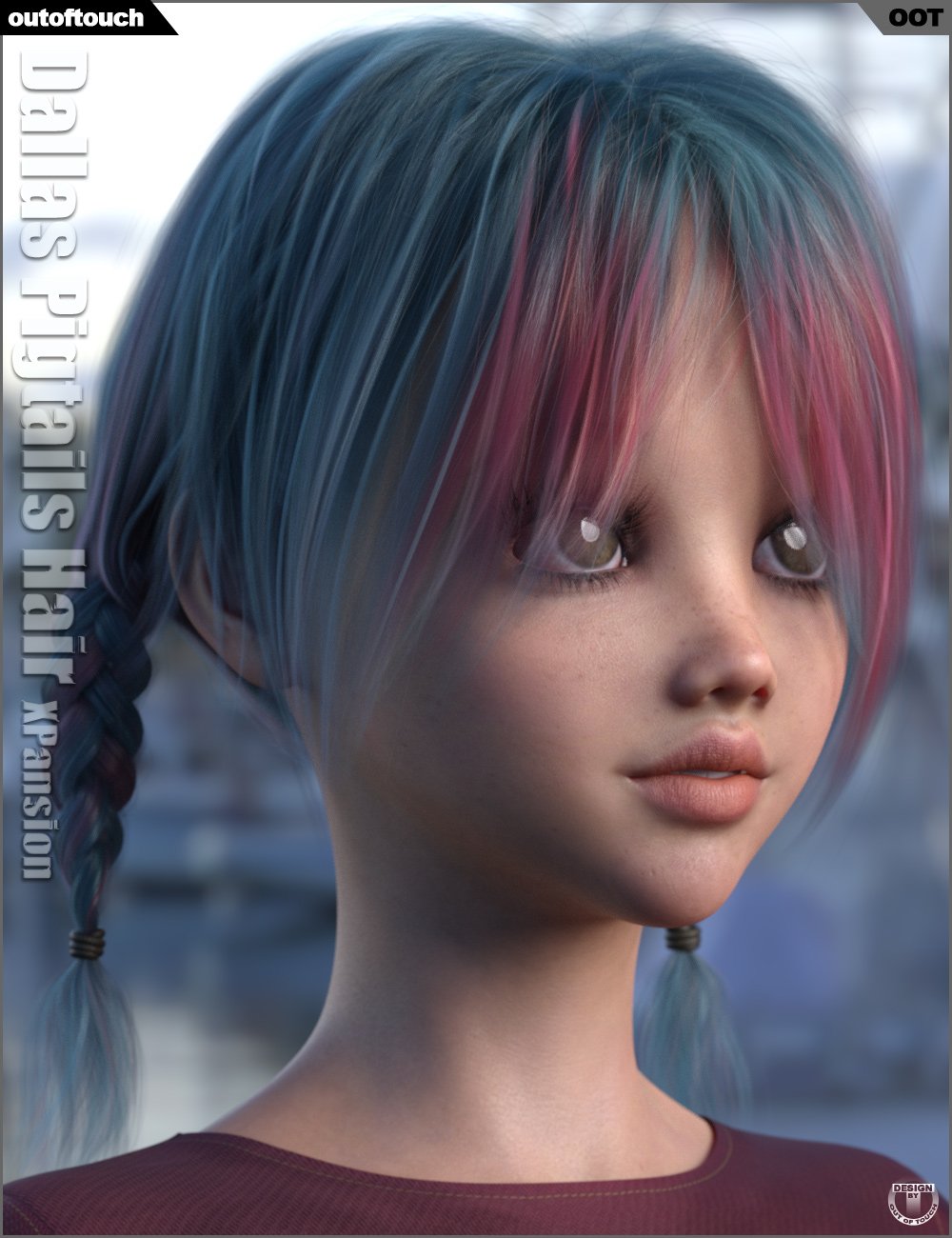 OOT Hairblending 2.0 Texture XPansion for Dallas Pigtails Hair by: outoftouch, 3D Models by Daz 3D