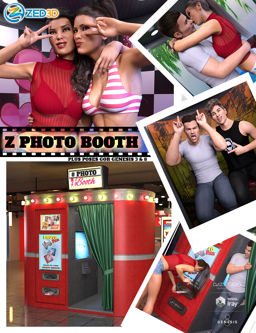 Z Photo Booth and Poses for Genesis 3 and 8 by: Zeddicuss, 3D Models by Daz 3D