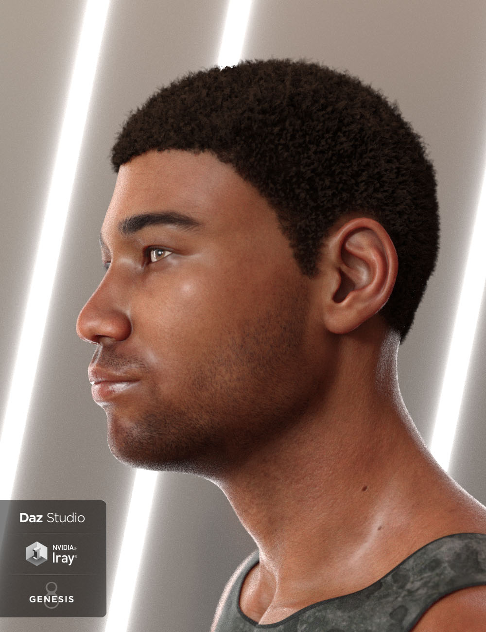 Malik Hair for Genesis 8 and Genesis 3 Male(s) by: 3DCelebrity, 3D Models by Daz 3D