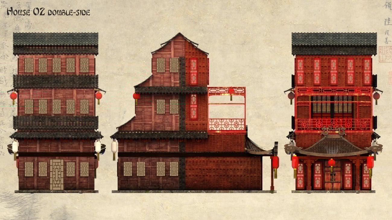 China Houses China Houses by: Ansiko, 3D Models by Daz 3D