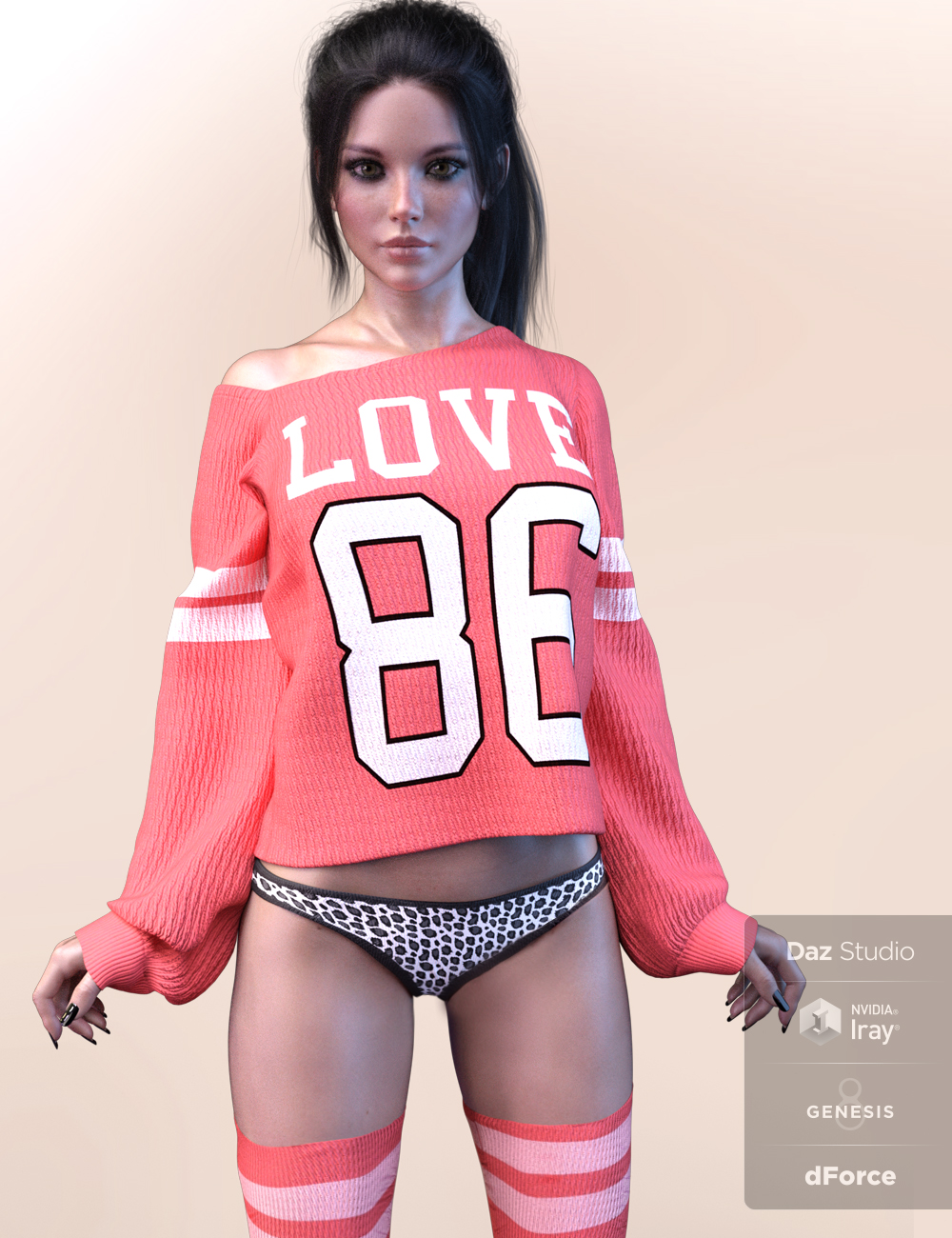 dForce X-Fashion Print Sweater Outfit for Genesis 8 Female(s) by: xtrart-3d, 3D Models by Daz 3D