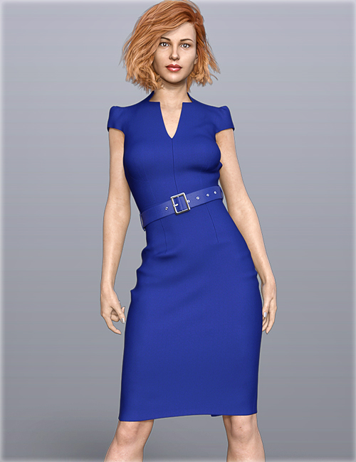 dForce H&C Belted Office Dress Outfit for Genesis 8 Female(s) by: IH Kang, 3D Models by Daz 3D