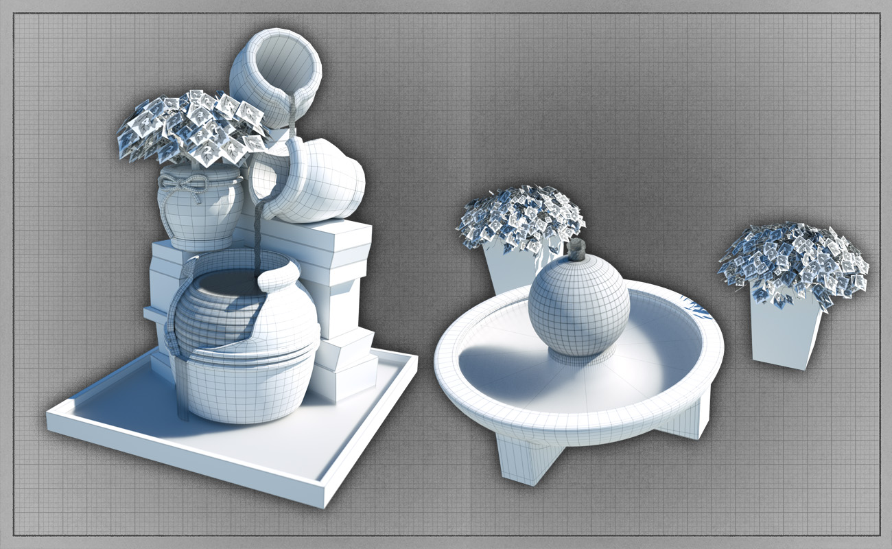 Garden Water Features Garden Water Features by: David BrinnenForbiddenWhispers, 3D Models by Daz 3D