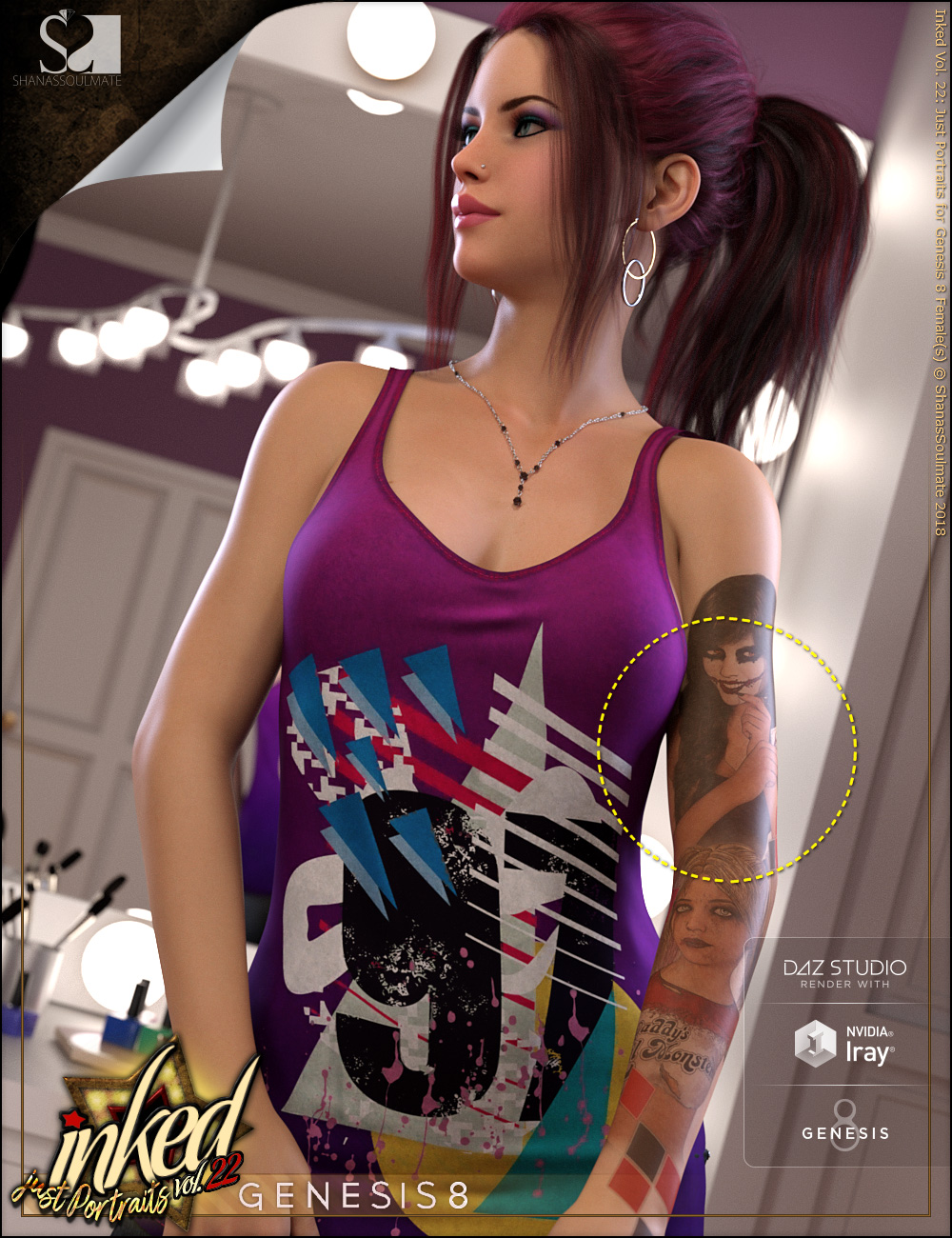 Inked Vol.22: Just Portraits for Genesis 8 Female(s) by: ShanasSoulmate, 3D Models by Daz 3D