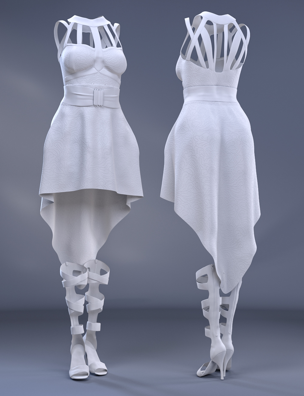 dForce Strappy High Low Outfit for Genesis 8 Female(s) by: 3D-GHDesignNikisatezSade, 3D Models by Daz 3D