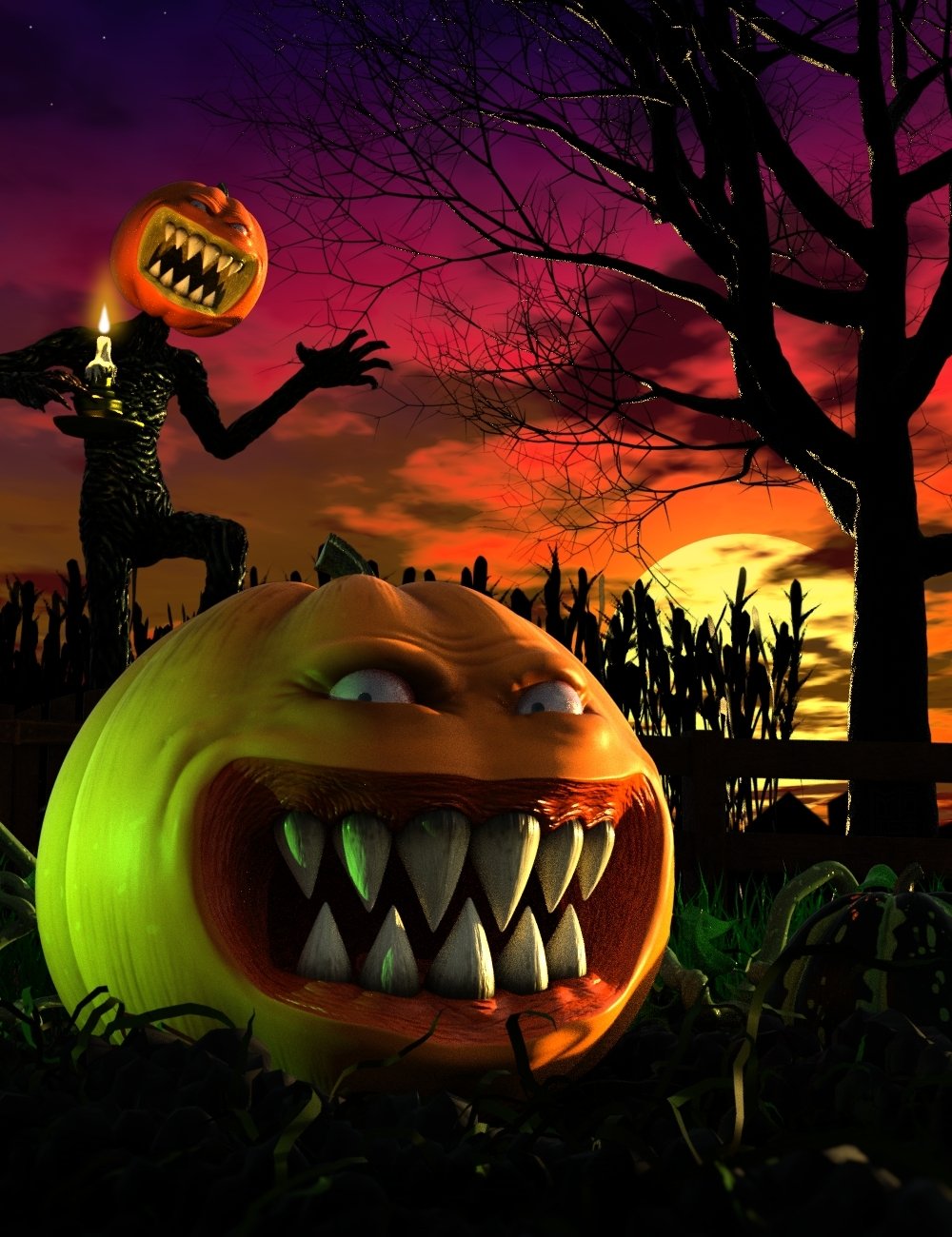Evil Pumpkin HD for Genesis 8 Male by: Mechasar, 3D Models by Daz 3D