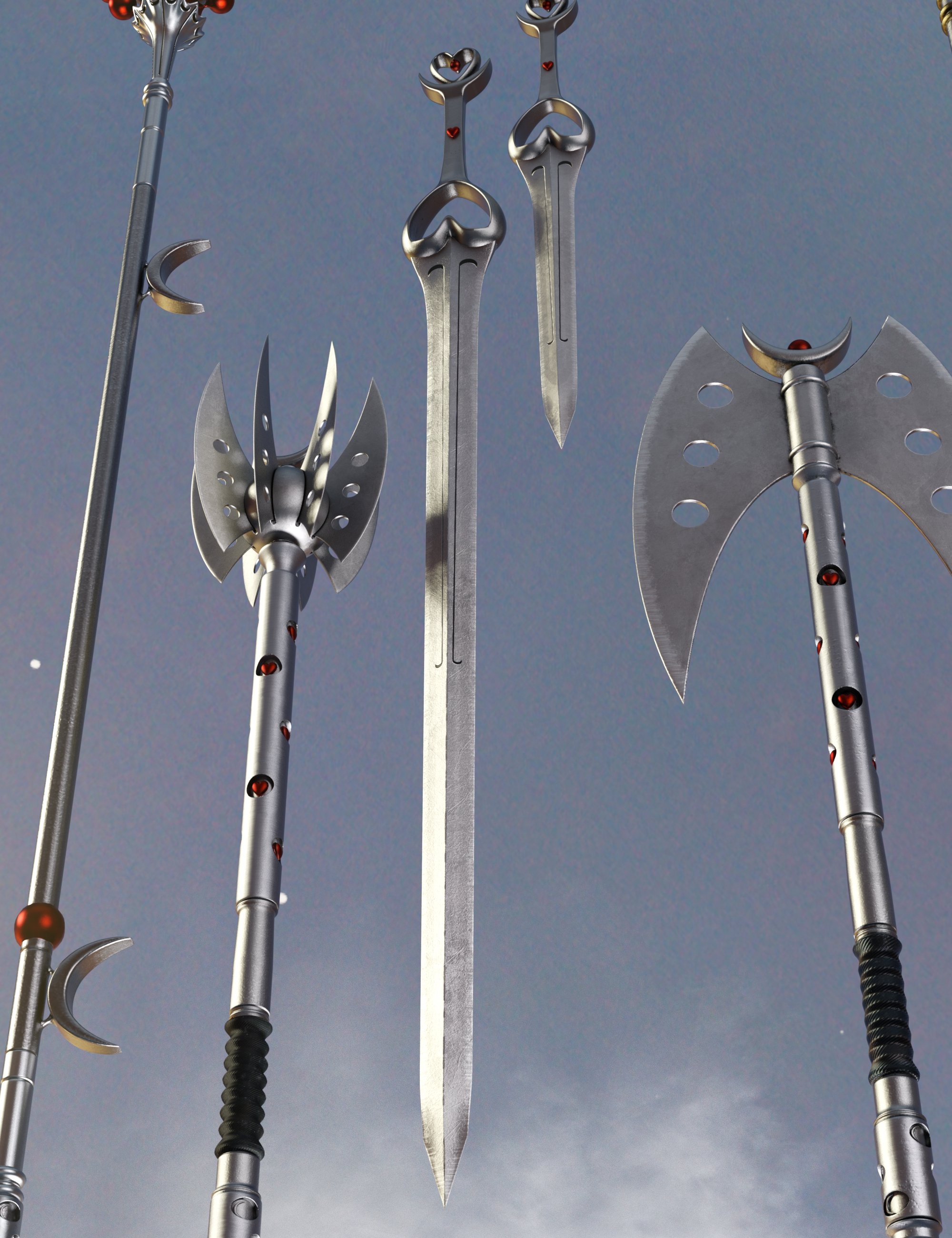 Celestial Moon Weapons Collection by: Britech, 3D Models by Daz 3D
