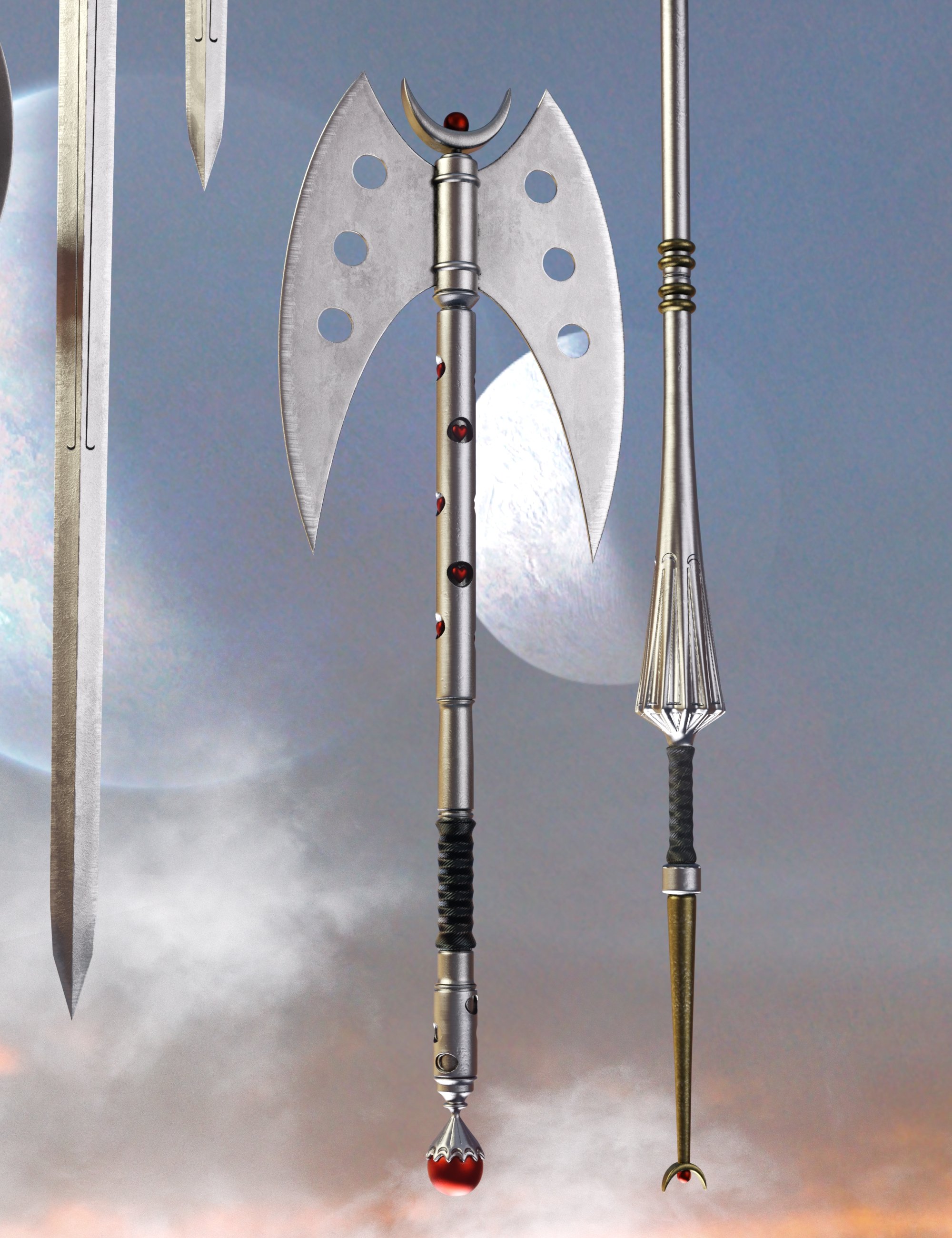 Celestial Moon Weapons Collection Celestial Moon Weapons Collection by: Britech, 3D Models by Daz 3D
