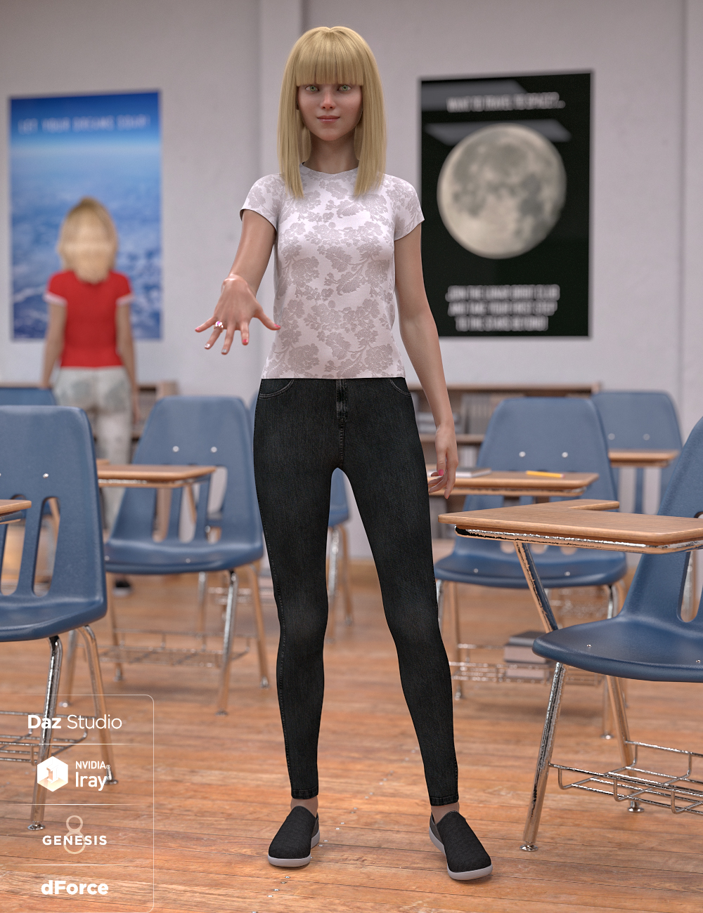 dForce School Days Outfit for Genesis 8 Females by: Anna BenjaminNikisatez, 3D Models by Daz 3D