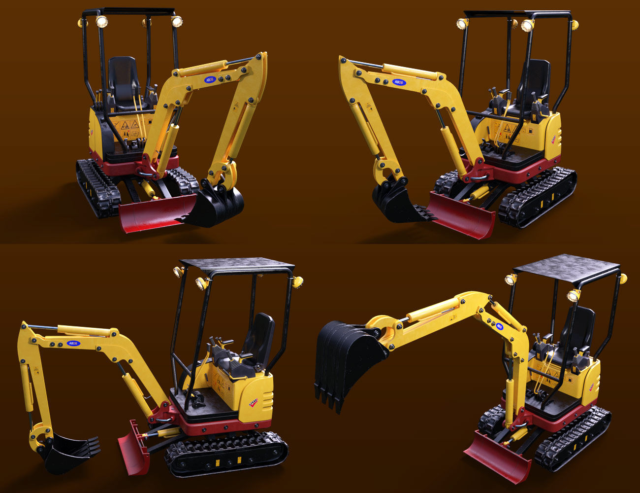Mini Digger Excavating Poses for Genesis 8 by: FeralFey, 3D Models by Daz 3D