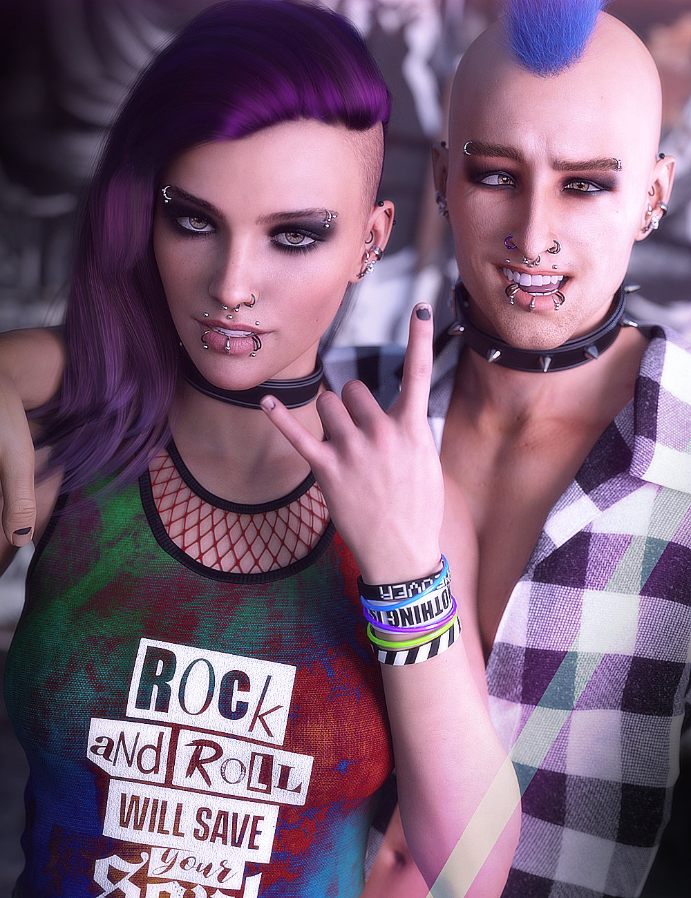 Make Me Punk Shaders and Decals by: SR3, 3D Models by Daz 3D