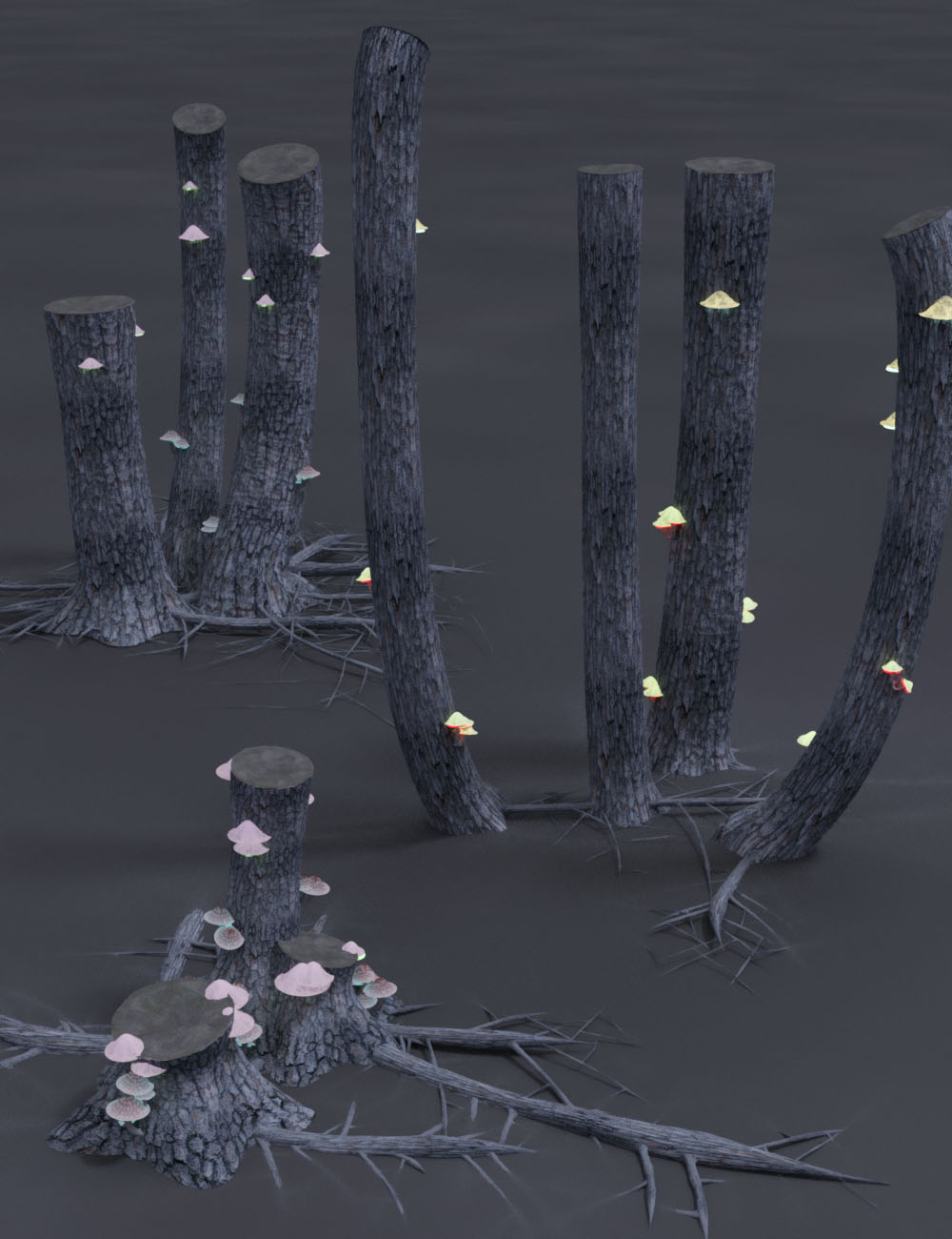 All Hallows Spooky Tree Stumps Roots and Mushrooms by: MartinJFrost, 3D Models by Daz 3D
