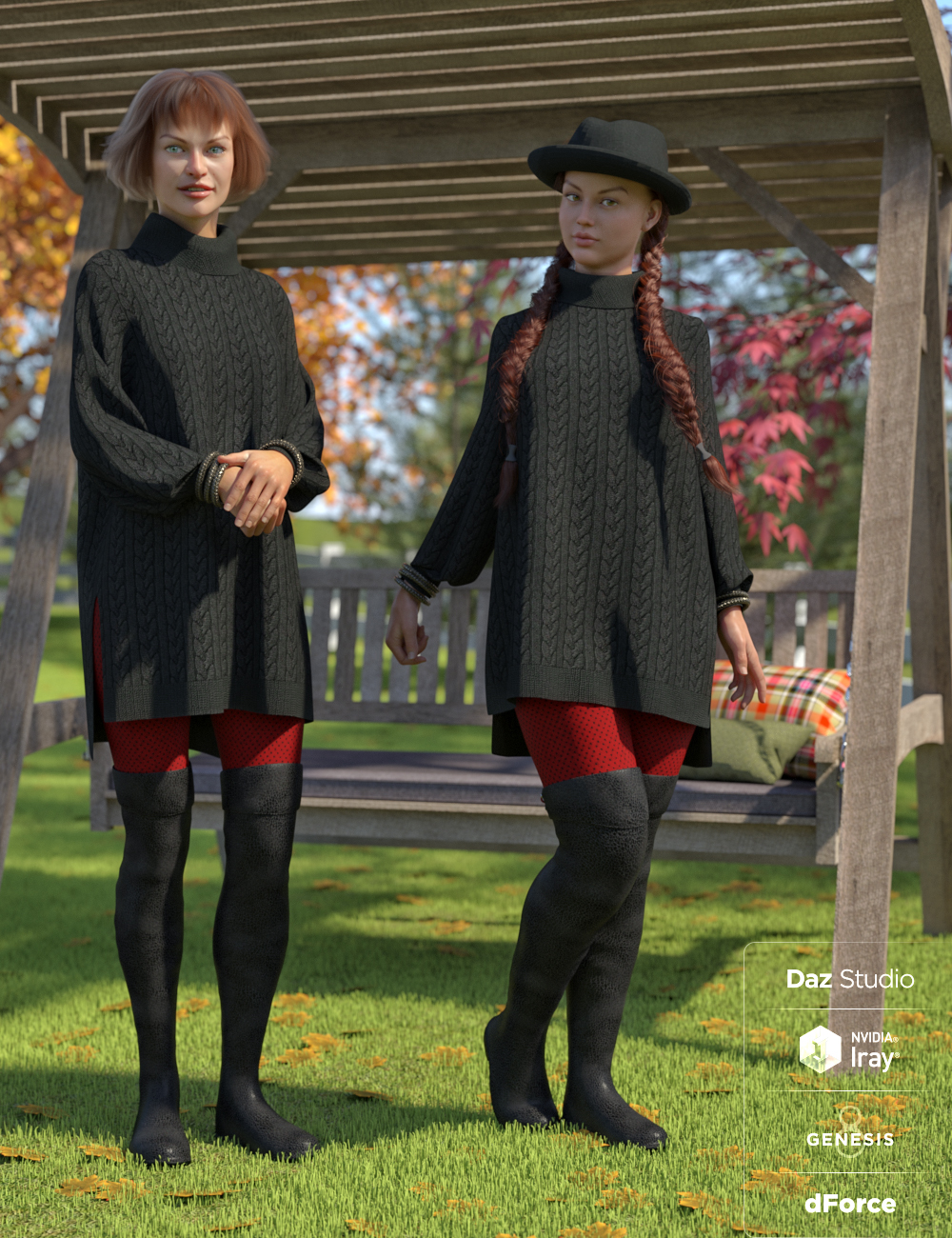 dForce Autumn Days for Genesis 8 Female(s) by: Anna BenjaminCynderBlue, 3D Models by Daz 3D