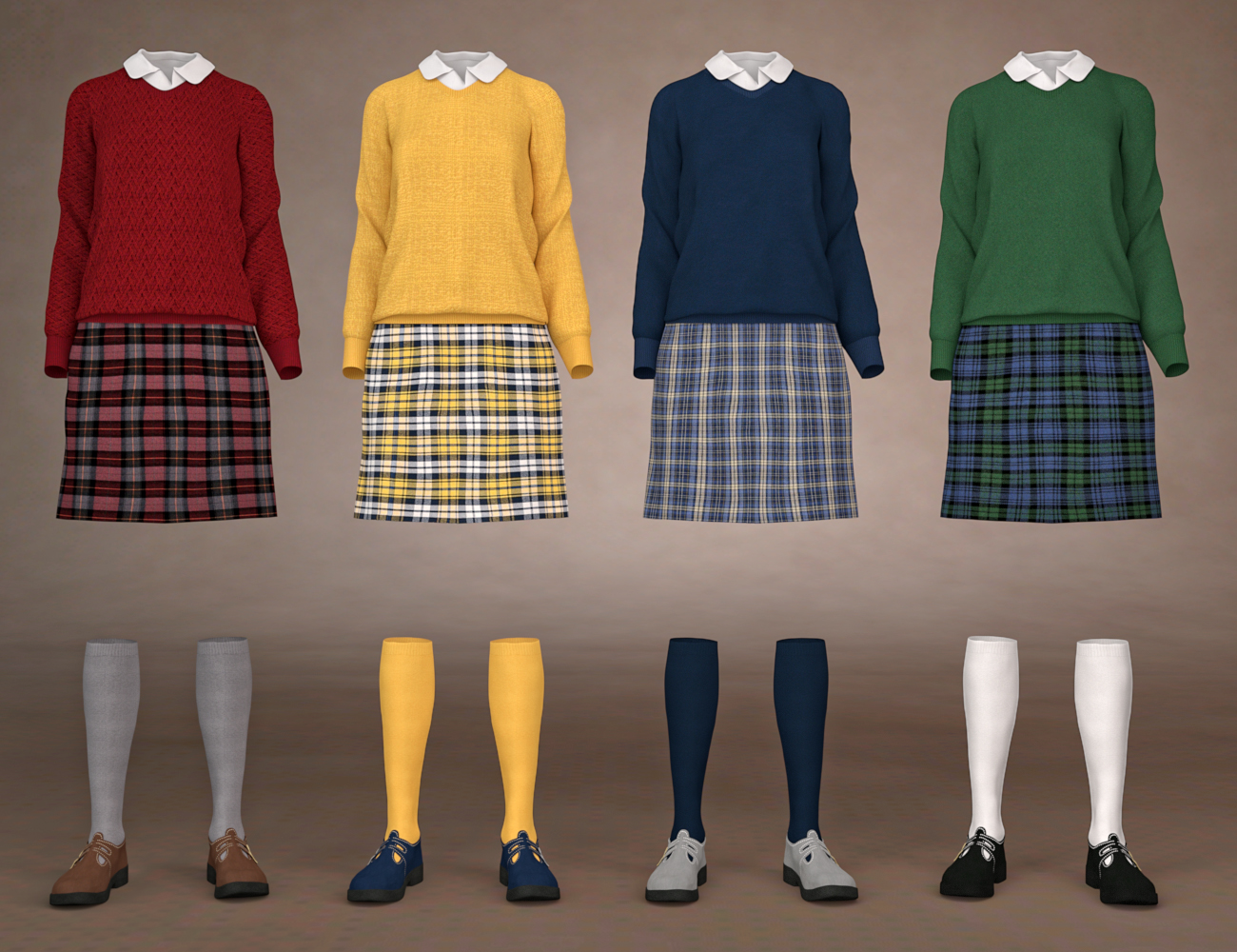 dForce Private School Outfit for Genesis 8 Females by: DirtyFairyNikisatez, 3D Models by Daz 3D