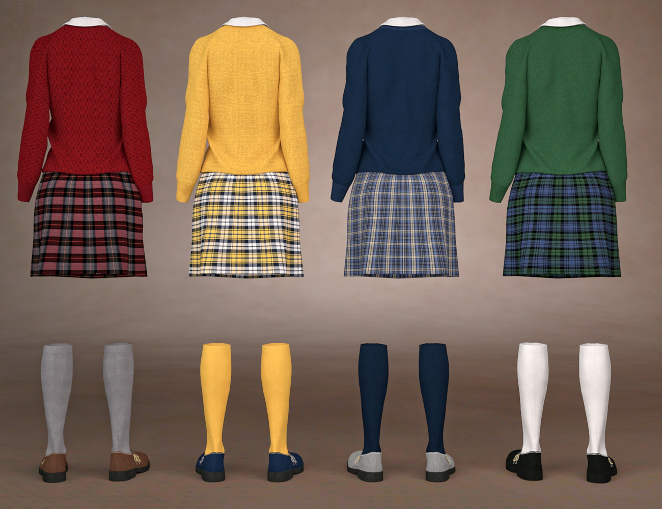 dForce Private School Outfit for Genesis 8 Females by: DirtyFairyNikisatez, 3D Models by Daz 3D