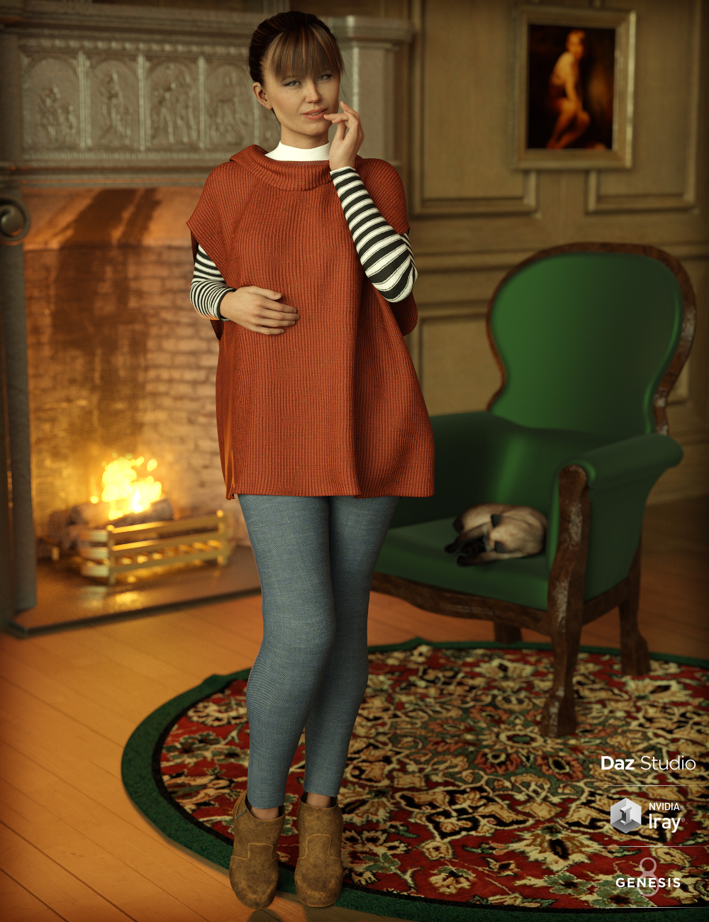 dForce Winter Kisses Outfit for Genesis 8 Female(s) by: Barbara BrundonMoonscape GraphicsSade, 3D Models by Daz 3D