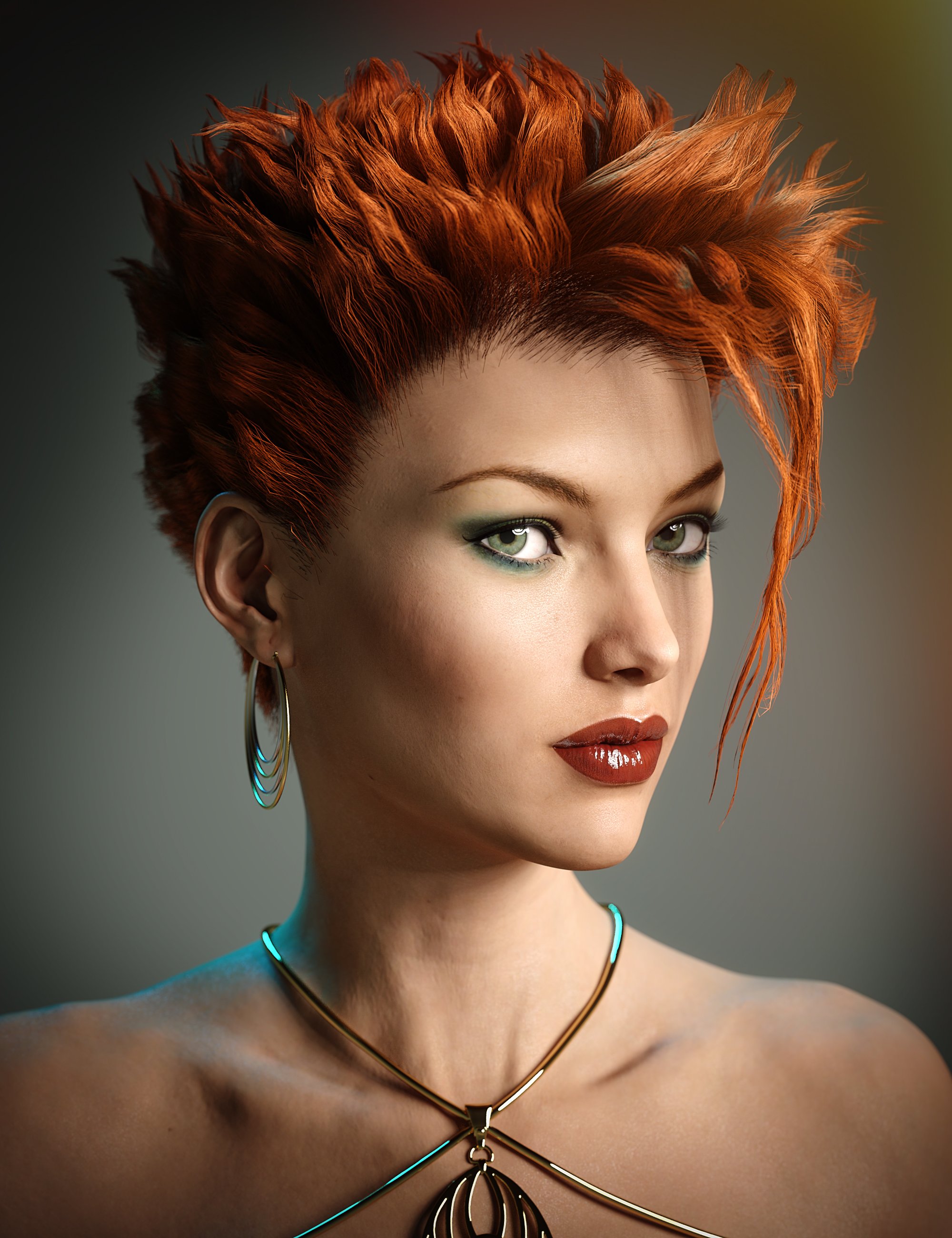 dForce C1 Spiky Hair for Genesis 3 and 8 by: Cake One, 3D Models by Daz 3D