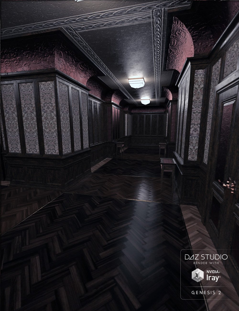 Rosé Decadent Hotel Hallway by: ForbiddenWhispers, 3D Models by Daz 3D