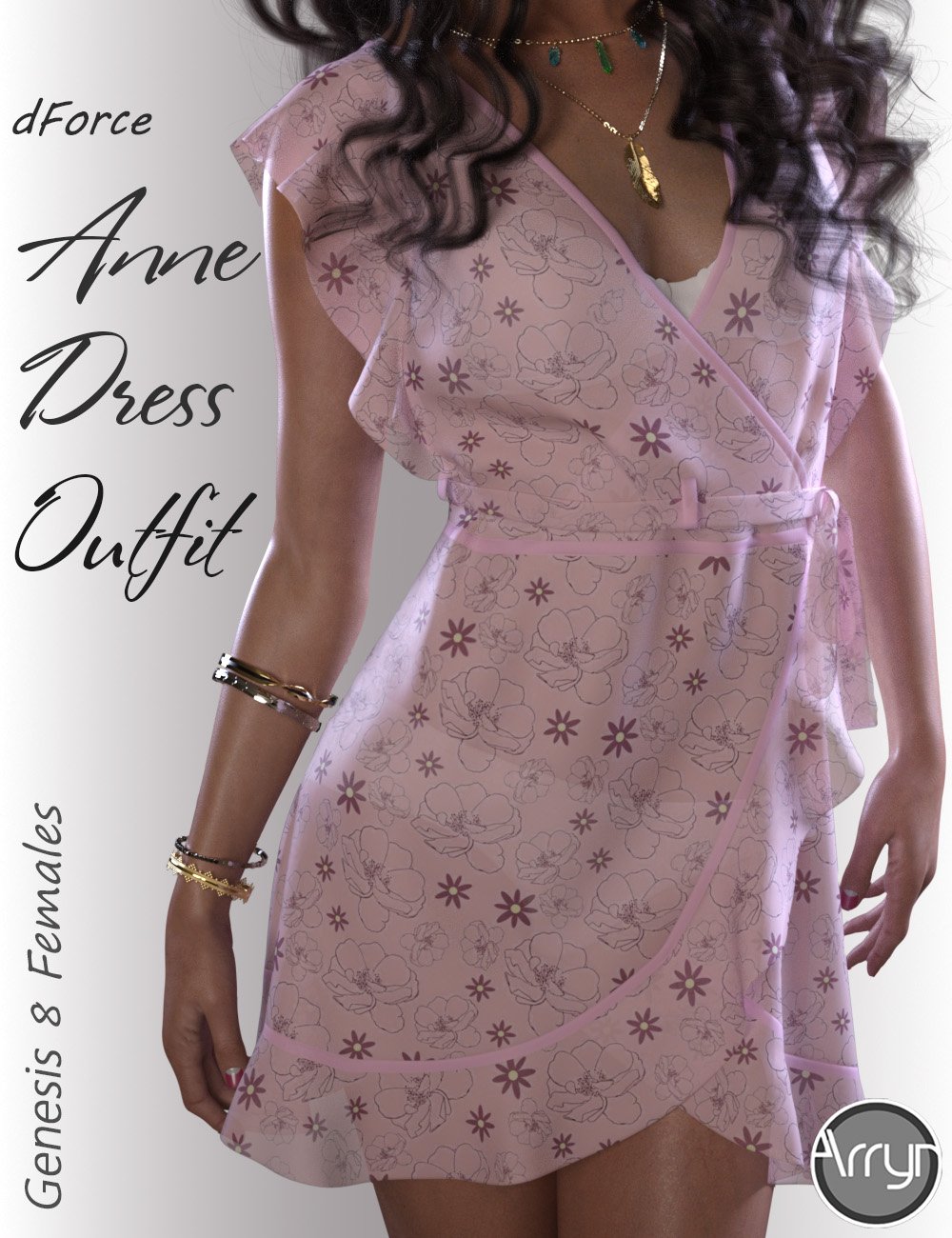 dForce Anne Candy Dress Outfit for Genesis 8 Female(s) by: OnnelArryn, 3D Models by Daz 3D