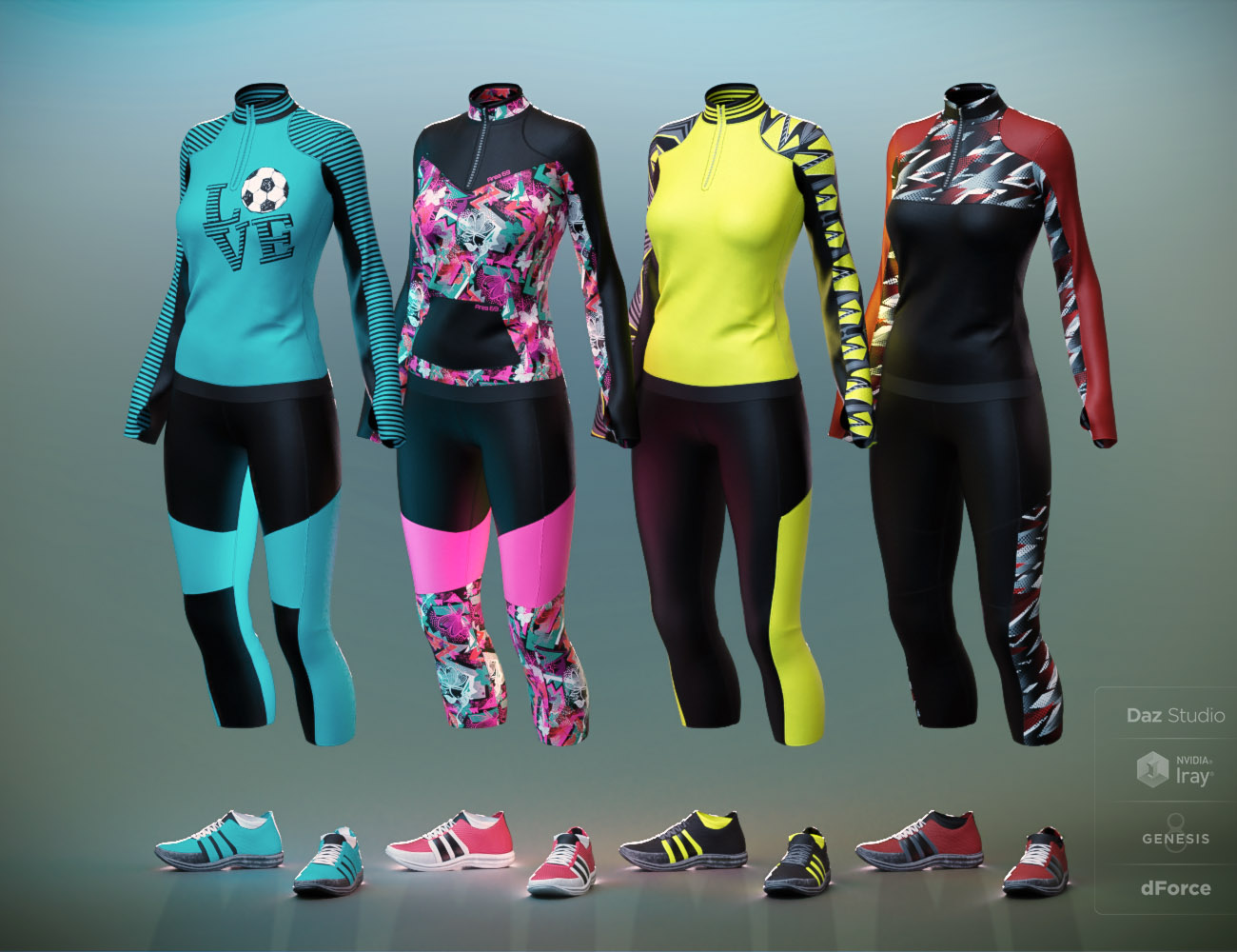 dForce Soccer Mom Outfit Textures by: Moonscape GraphicsSade, 3D Models by Daz 3D