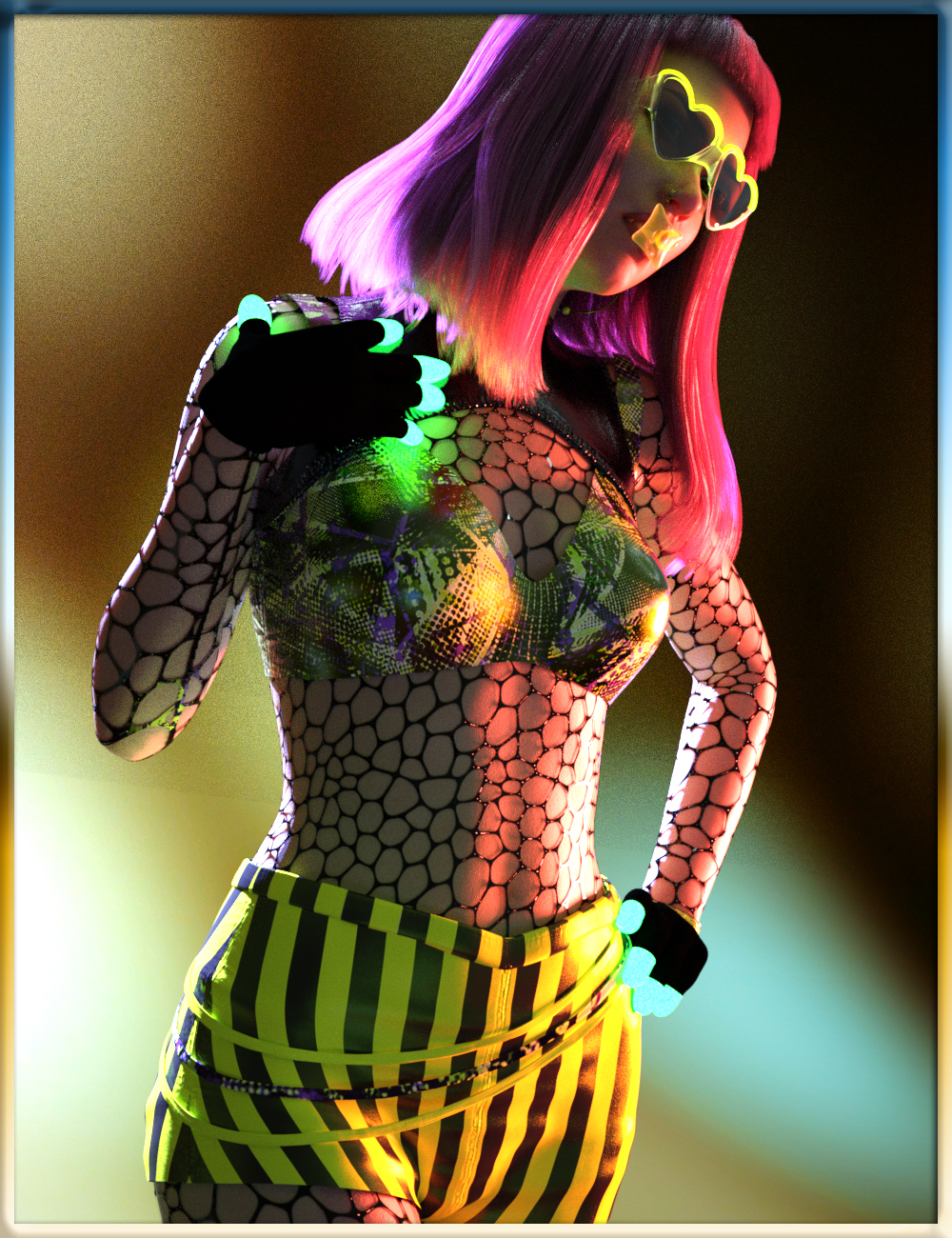 dForce Rave Party Outfit Raveva Textures by: Nathy Design, 3D Models by Daz 3D