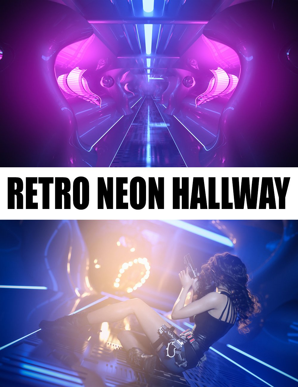 Retro Neon Hallway by: Dreamlight, 3D Models by Daz 3D