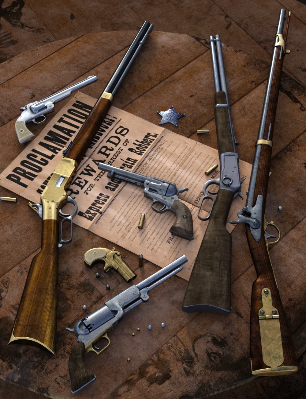 Old West Firearms Vol 3 by: DzFire, 3D Models by Daz 3D