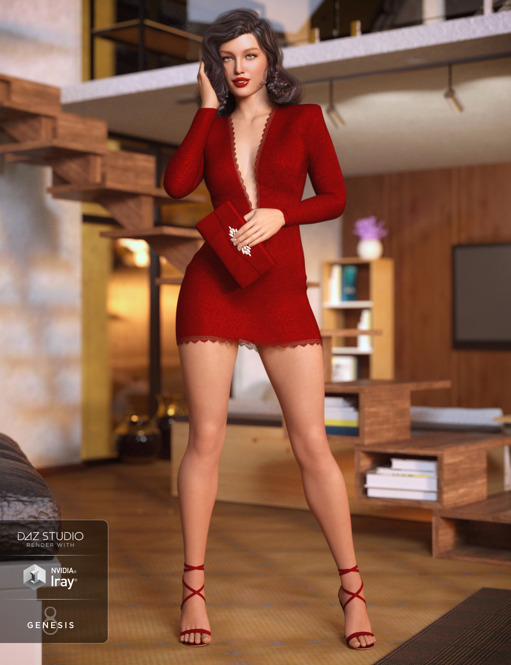 dForce Chic Club Outfit for Genesis 8 Female(s) by: DirtyFairyNikisatez, 3D Models by Daz 3D