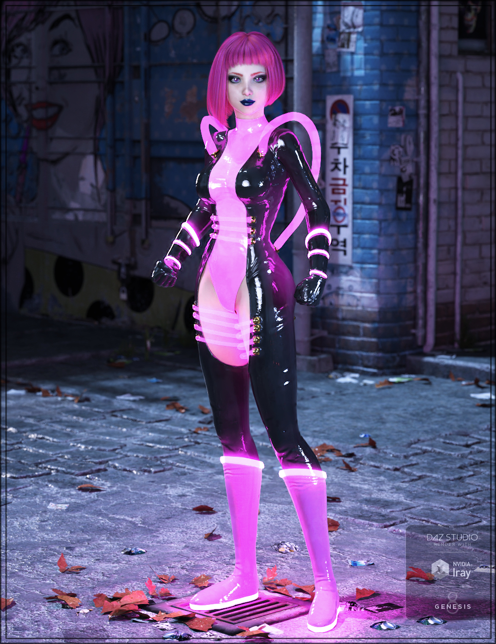 Cyber Neon Catsuit for Genesis 8 Female(s) by: Trickster3DX, 3D Models by Daz 3D