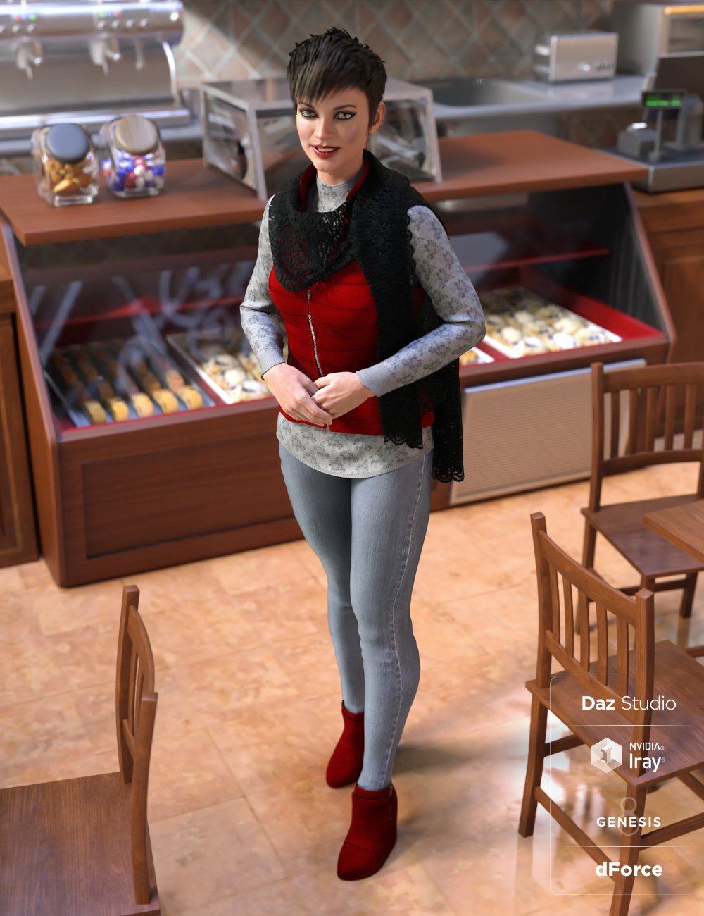 dForce Latte Mornings Outfit for Genesis 8 Female(s) by: Barbara BrundonSarsaUmblefugly, 3D Models by Daz 3D