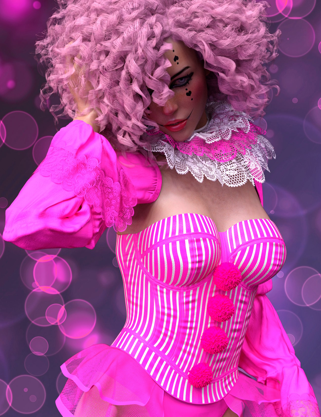 X-Fashion Clown Costume for Genesis 8 Female(s) by: xtrart-3d, 3D Models by Daz 3D