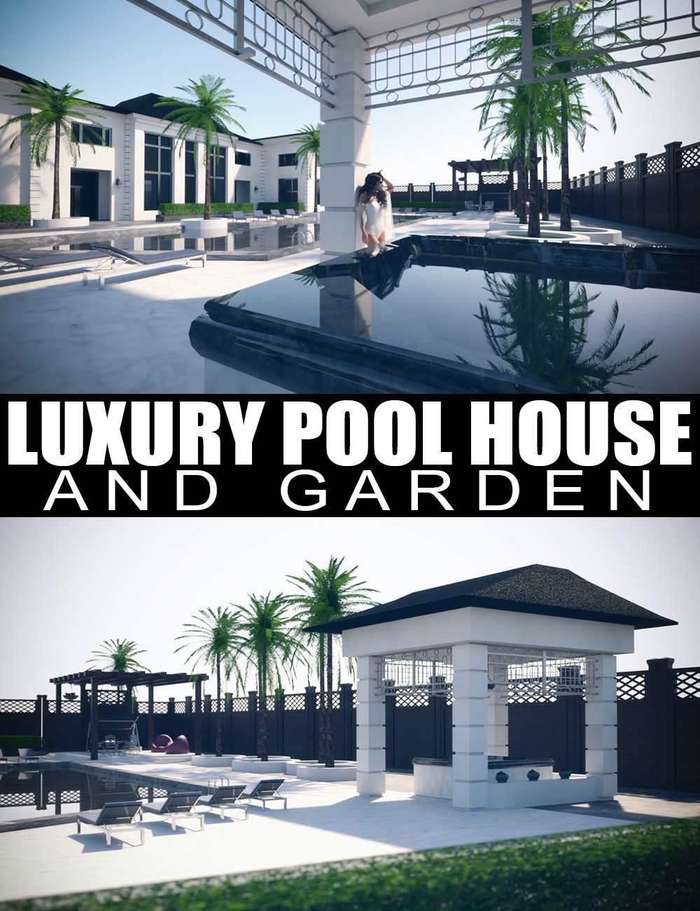 Luxury Pool House and Garden by: Dreamlight, 3D Models by Daz 3D