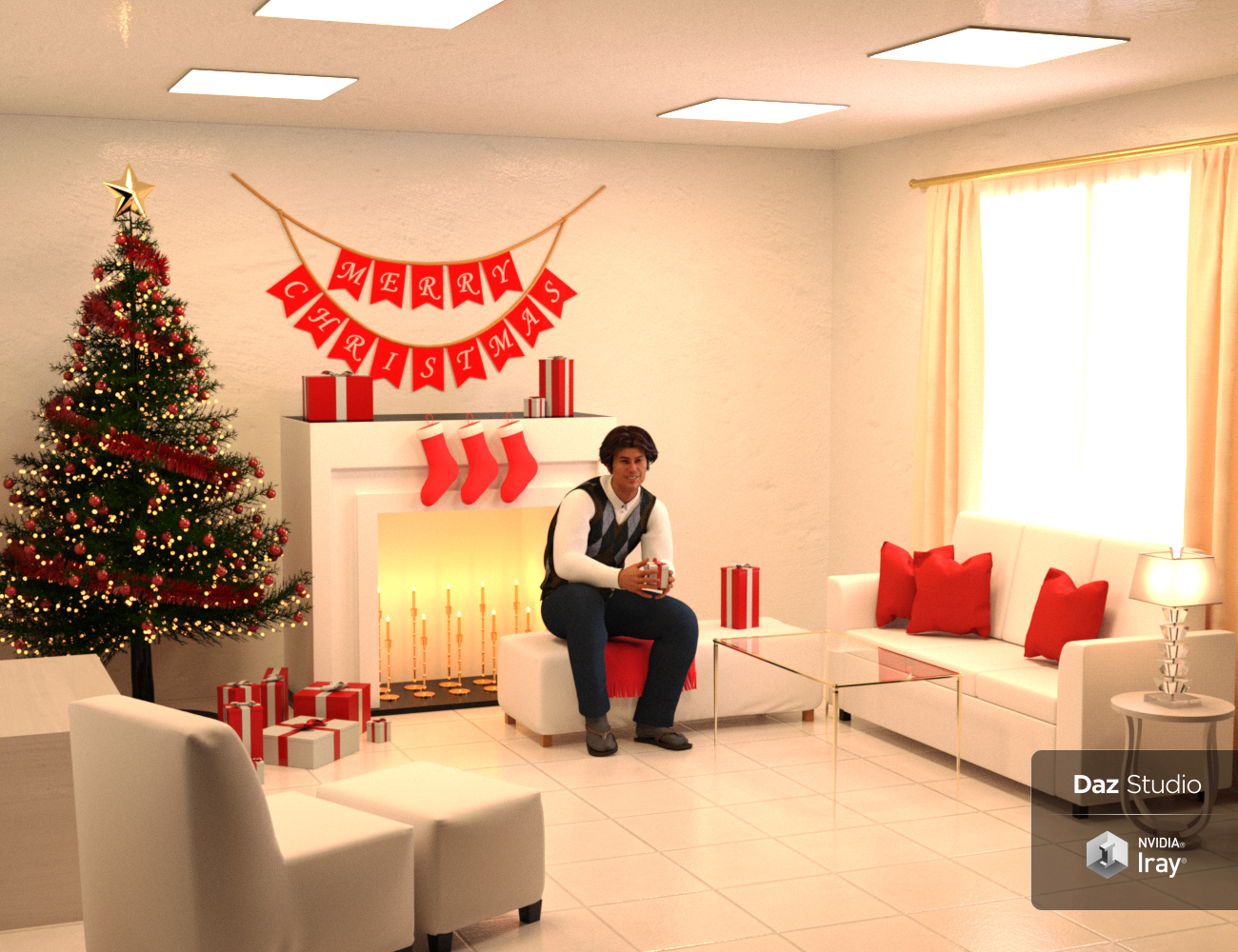 Modern Christmas Living Room by: Charlie, 3D Models by Daz 3D