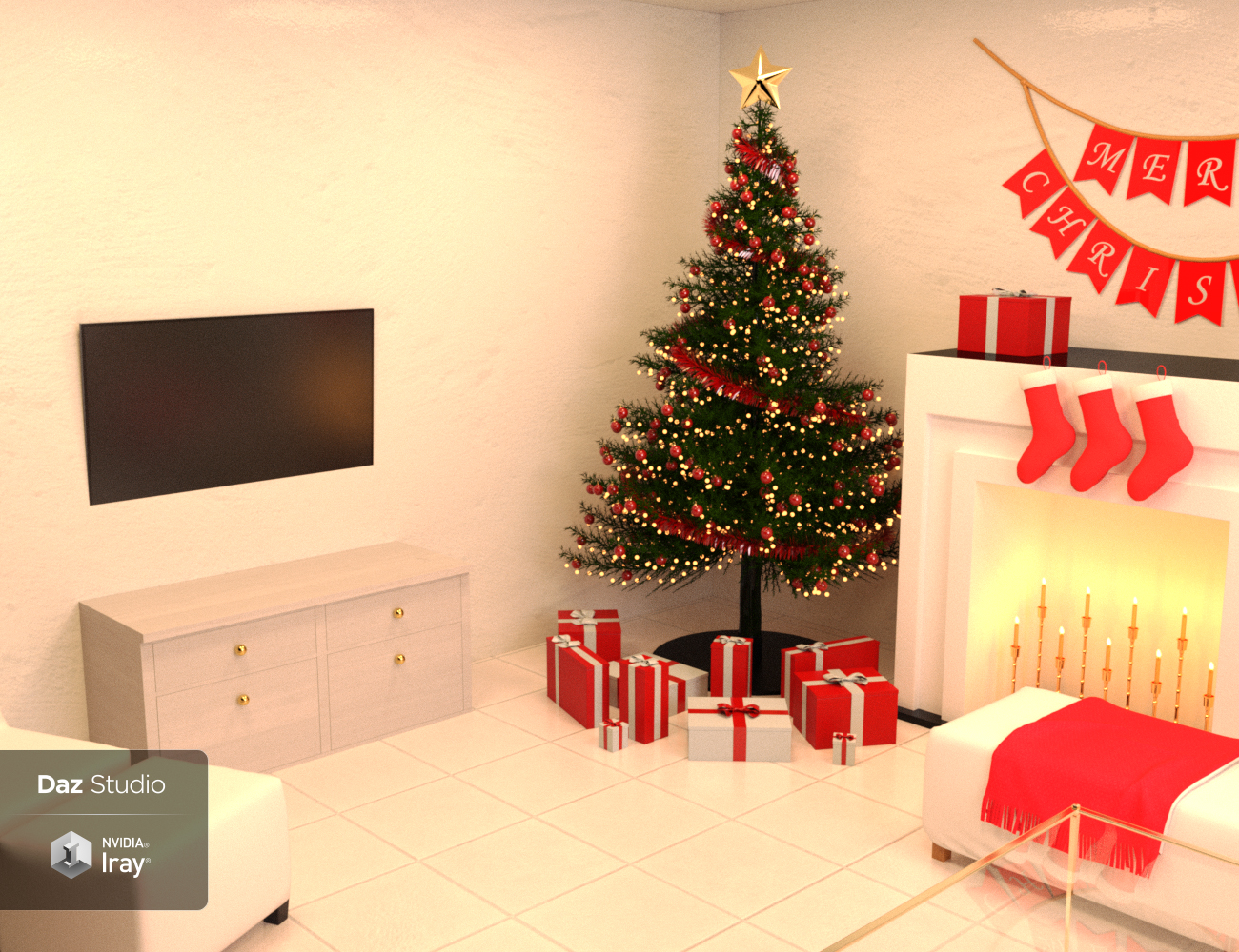 Modern Christmas Living Room Modern Christmas Living Room by: Charlie, 3D Models by Daz 3D