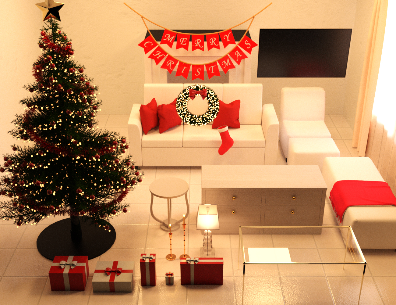 Modern Christmas Living Room Modern Christmas Living Room by: Charlie, 3D Models by Daz 3D