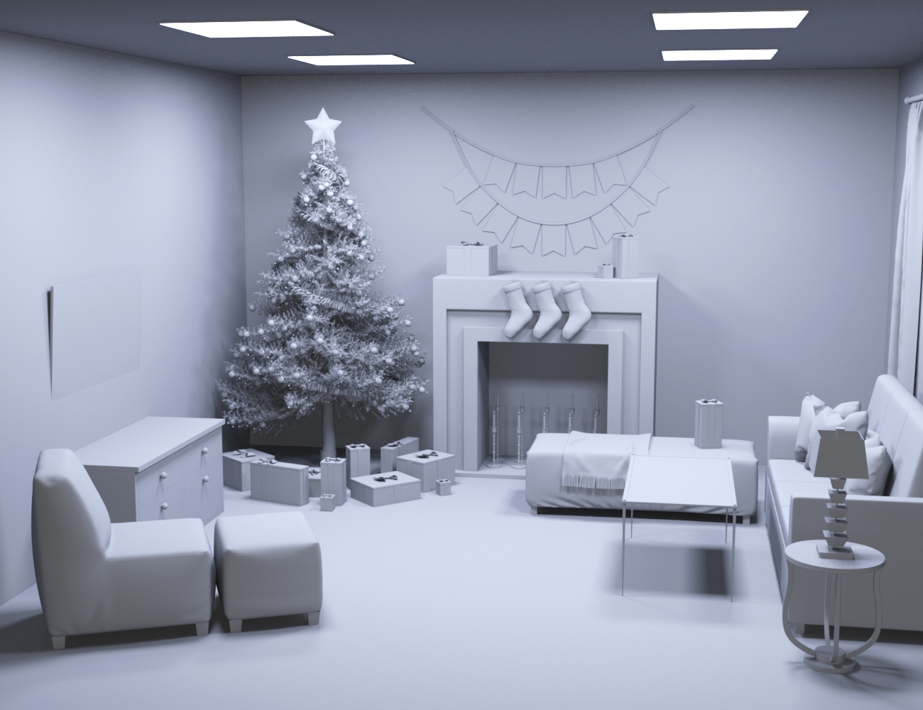Modern Christmas Living Room Modern Christmas Living Room by: Charlie, 3D Models by Daz 3D